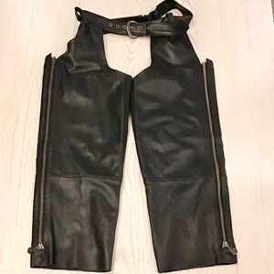 Harley-Davidson Med Leather Riding Chaps Men’s Black Full Side Zippers Biker